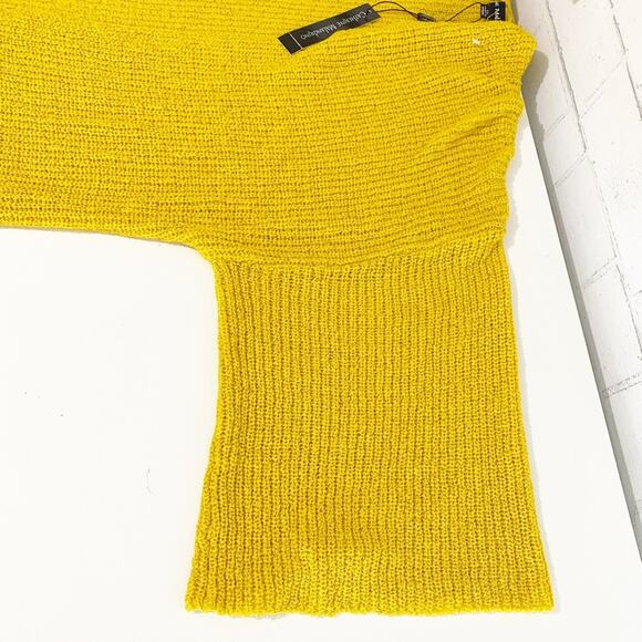 Catherine Malandrino NWT Yellow 3/4 Sleeve Open Front Slouchy Cardigan Size XS - Picture 7 of 15